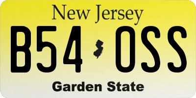 NJ license plate B54OSS