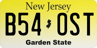 NJ license plate B54OST