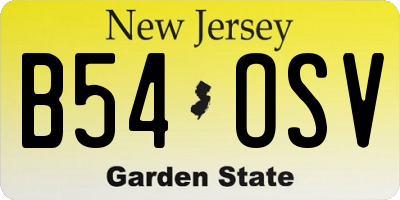 NJ license plate B54OSV