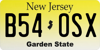NJ license plate B54OSX