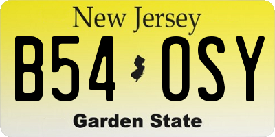 NJ license plate B54OSY