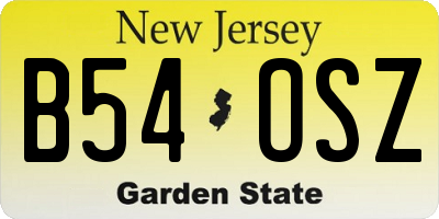 NJ license plate B54OSZ
