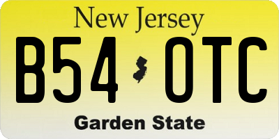 NJ license plate B54OTC