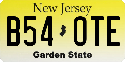 NJ license plate B54OTE