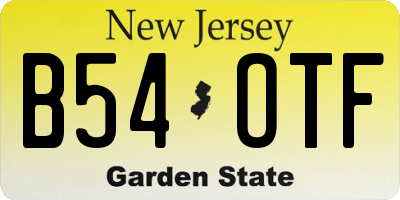 NJ license plate B54OTF