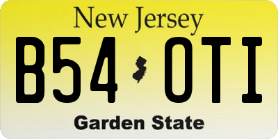 NJ license plate B54OTI