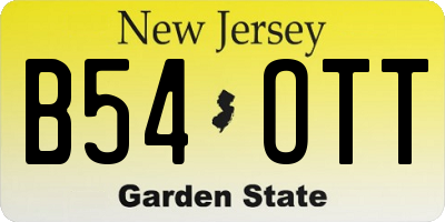 NJ license plate B54OTT