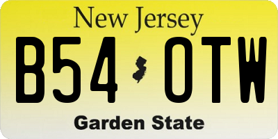 NJ license plate B54OTW