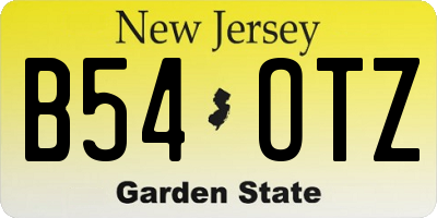 NJ license plate B54OTZ