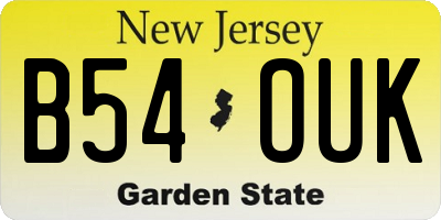 NJ license plate B54OUK