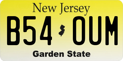 NJ license plate B54OUM
