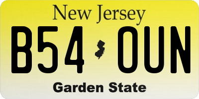 NJ license plate B54OUN