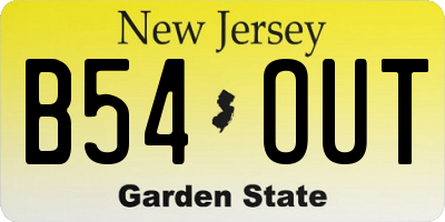 NJ license plate B54OUT