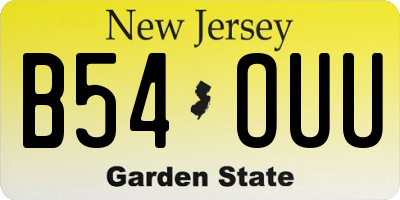 NJ license plate B54OUU