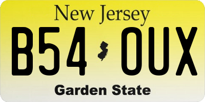 NJ license plate B54OUX