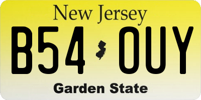 NJ license plate B54OUY