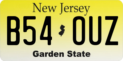NJ license plate B54OUZ