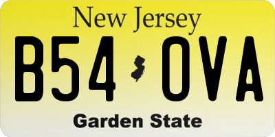 NJ license plate B54OVA