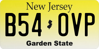 NJ license plate B54OVP