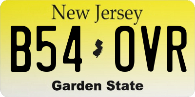 NJ license plate B54OVR