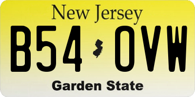 NJ license plate B54OVW