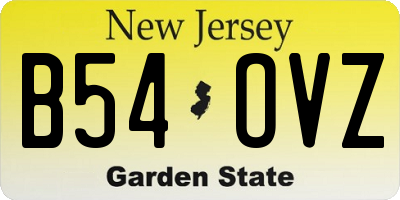 NJ license plate B54OVZ
