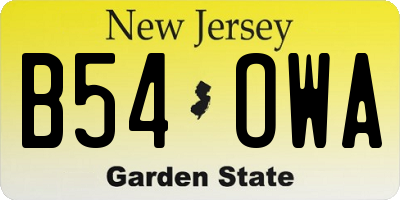 NJ license plate B54OWA