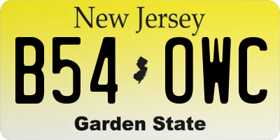 NJ license plate B54OWC