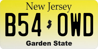 NJ license plate B54OWD