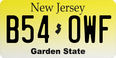 NJ license plate B54OWF
