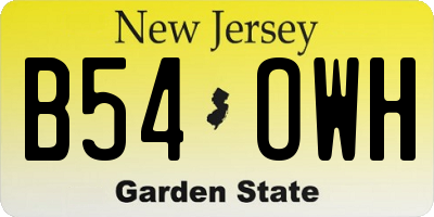 NJ license plate B54OWH