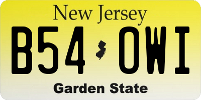 NJ license plate B54OWI
