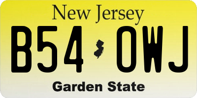 NJ license plate B54OWJ