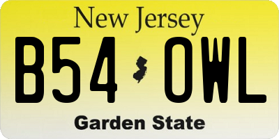 NJ license plate B54OWL