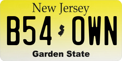 NJ license plate B54OWN