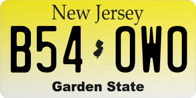 NJ license plate B54OWO