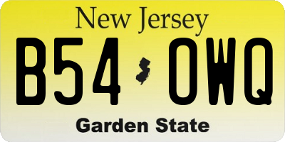 NJ license plate B54OWQ