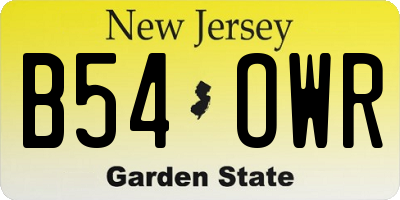 NJ license plate B54OWR