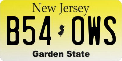 NJ license plate B54OWS