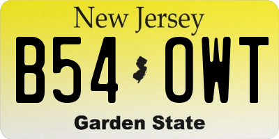 NJ license plate B54OWT