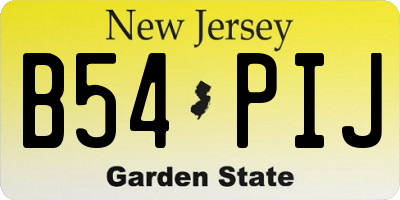 NJ license plate B54PIJ