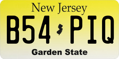 NJ license plate B54PIQ
