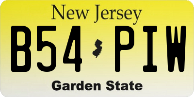 NJ license plate B54PIW