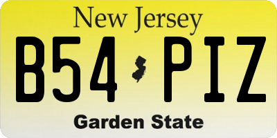 NJ license plate B54PIZ