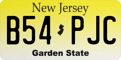 NJ license plate B54PJC