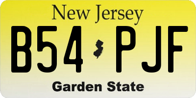 NJ license plate B54PJF