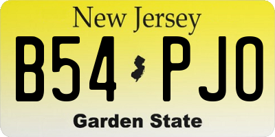 NJ license plate B54PJO