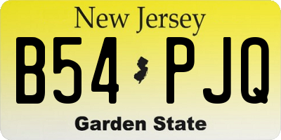 NJ license plate B54PJQ
