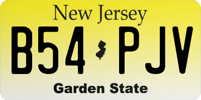 NJ license plate B54PJV