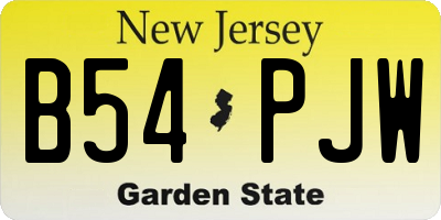 NJ license plate B54PJW